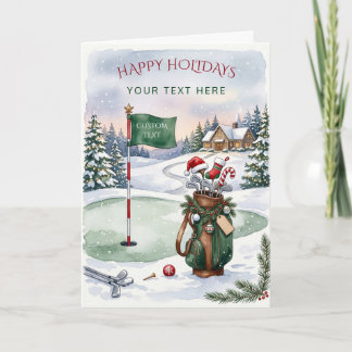 Golf Wreath Bow Christmas Holiday Card