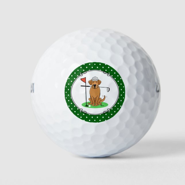 Golf Yellow Labrador Retriever (yel 5) Dog - Cute Golf Balls (Front)