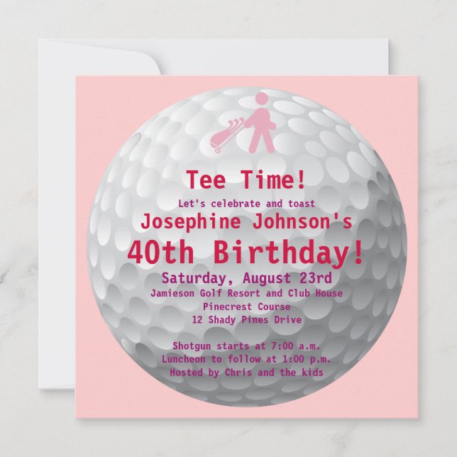 Golfball Green Golf 40th Birthday Party Invitation (Front)