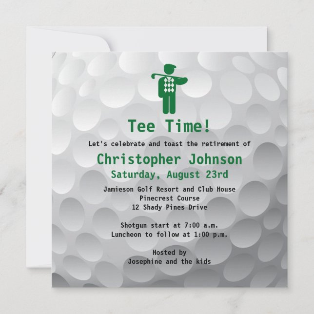Golfball Green Golf Retirement Party Invitation (Front)