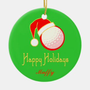 GolfChick Personalised Happy Holidays Ornament