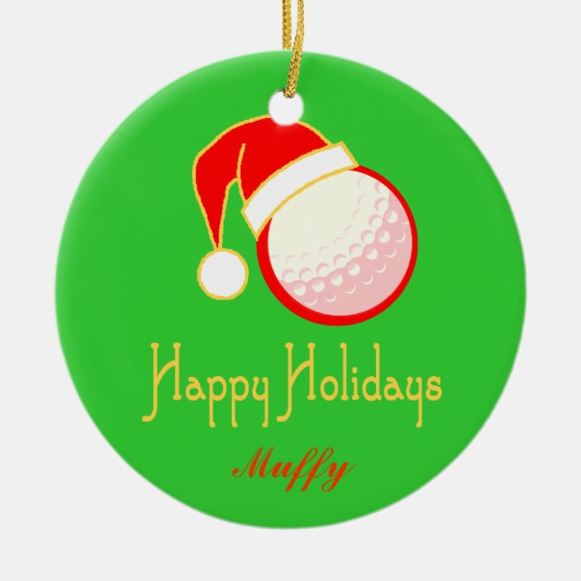 GolfChick Personalised Happy Holidays Ornament (Front)