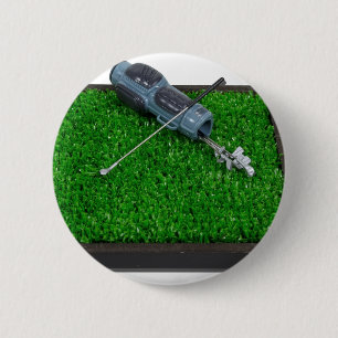 GolfClubBagonGrass100711 6 Cm Round Badge