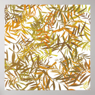 Golfd, Bronze and Brown Willow Leaves Poster