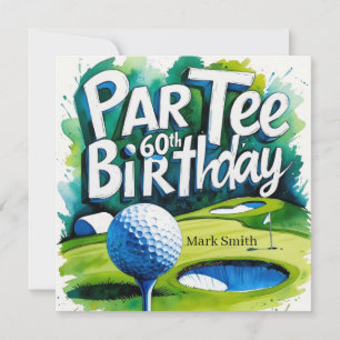 Golfer 60th Birthday with golf ball on tee  Invitation