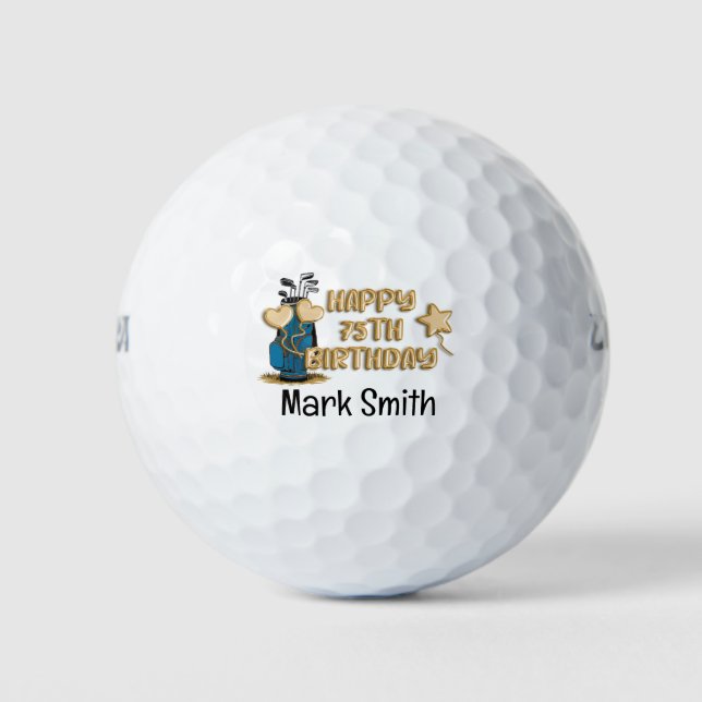 Golfer 75th Birthday  Golf Balls (Front)