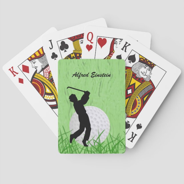 Golfer and Ball surrounded by grass Personalise Playing Cards (Back)