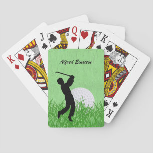 Golfer and Ball surrounded by grass Personalize Playing Cards