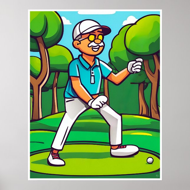Golfer And Found Ball - Golf Art Print (Front)