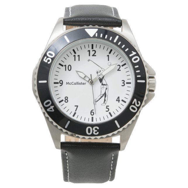 Golfer and Personalised name and year  Watch (Front)
