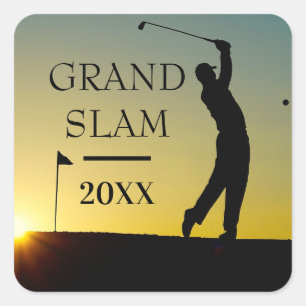 Golfer at Sunset Custom Golf Event Square Sticker