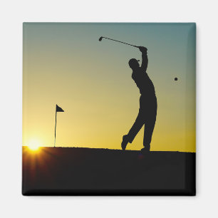 Golfer at Sunset Magnet