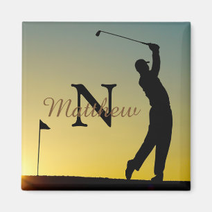 Golfer at Sunset Personalised Magnet