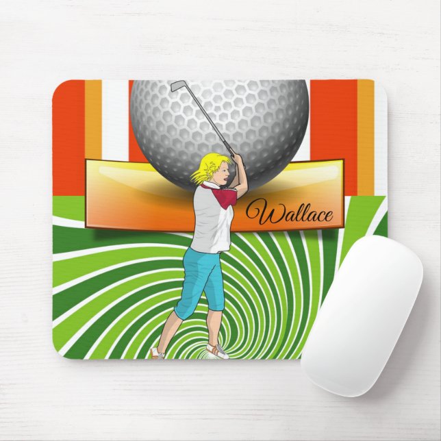 Golfer Balls Green Stripe Mouse Pad! Mouse Pad (With Mouse)