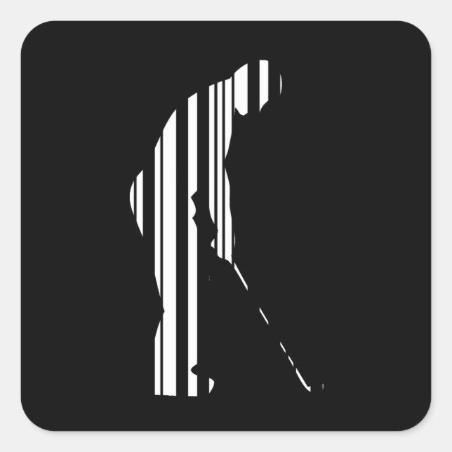 GOLFER BAR CODE Golf Golfing Sports Pattern Design Square Sticker (Front)