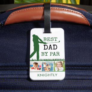 Golfer BEST DAD BY PAR 3 Photo Personalised Luggage Tag