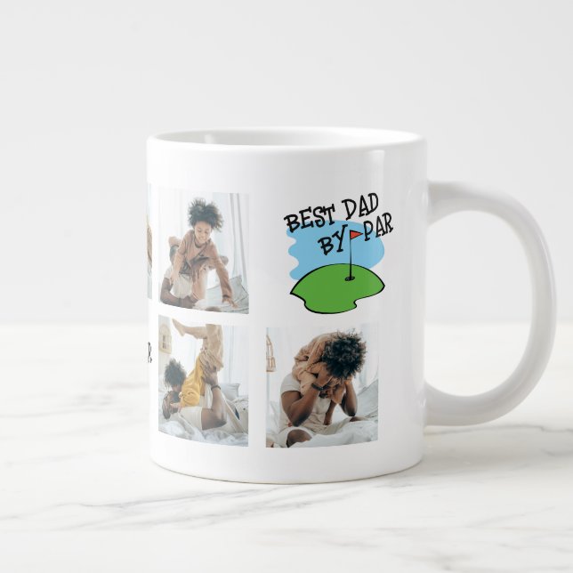 Golfer Best Dad By Par Golf Pun 7 Photo Large Coffee Mug (Right)