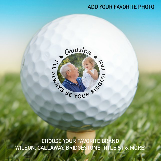 Golfer Biggest Fan - GRANDPA - Personalised Photo Golf Balls (Creator Uploaded)