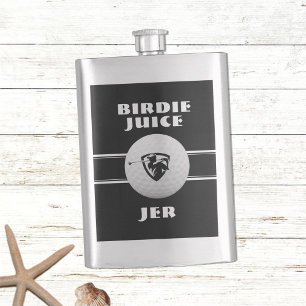 Golfer Birdie Humour Sports Golf Game Custom Black Hip Flask