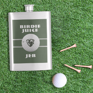 Golfer Birdie Humour Sports Golf Game Monogrammed Hip Flask