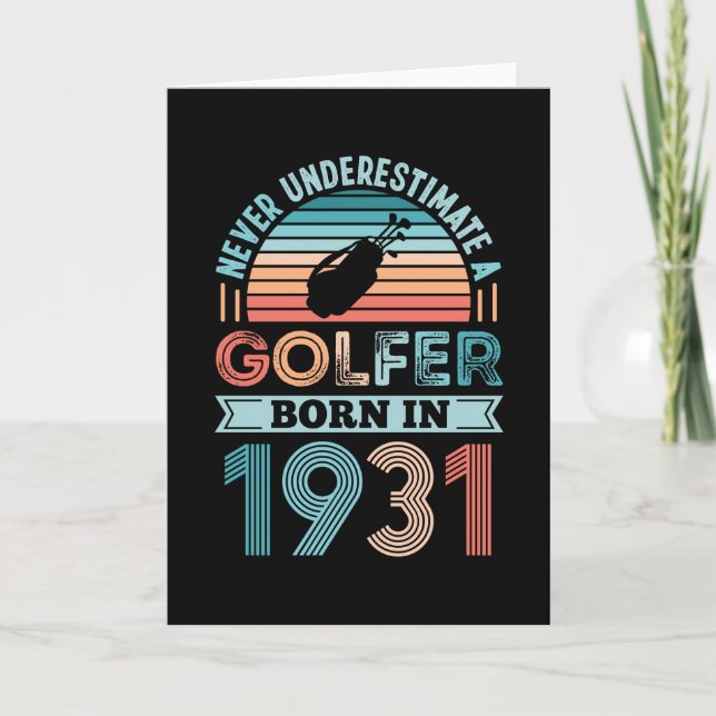 Golfer born 1931 Golfing 90th Birthday Gift Dad Card (Front)