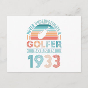 Golfer born 1933 Golfing 90th Birthday Gift Dad Postcard