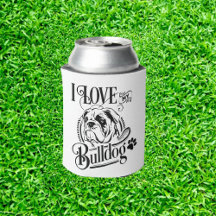 Golfer Bulldog Can Cooler