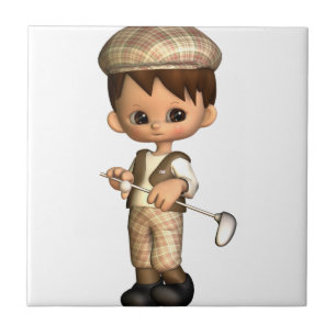 Golfer Caricature Tile