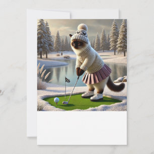 Golfer Cat golfing in Winter Invitation