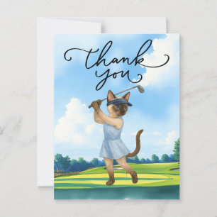 Golfer Cat is golfing with thank you text on sky  Postcard