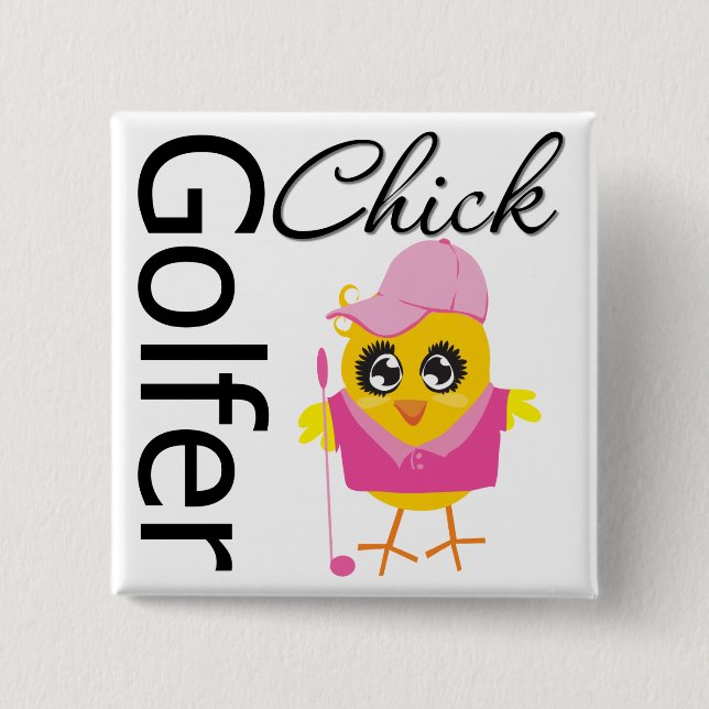 Golfer Chick 15 Cm Square Badge (Front)