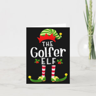Golfer Christmas Elf Matching Pajama X-mas Party  Card