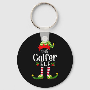 Golfer Christmas Elf Matching Pajama X-mas Party  Key Ring