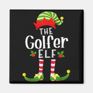 Golfer Christmas Elf Matching Pajama X-mas Party  Magnet