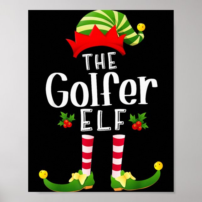 Golfer Christmas Elf Matching Pajama X-mas Party  Poster (Front)