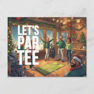 Golfer Christmas Par-Tee Invitation Postcard