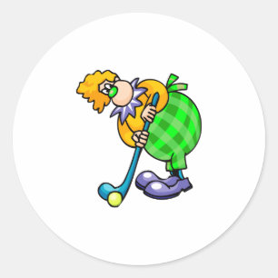 Golfer Clown Classic Round Sticker