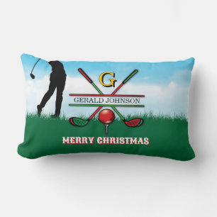 Golfer Customised Christmas Monogram Design Lumbar Cushion