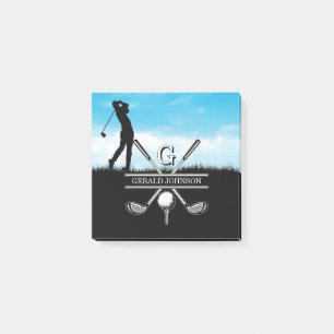 Golfer Customised Monogram Design Post-it Notes