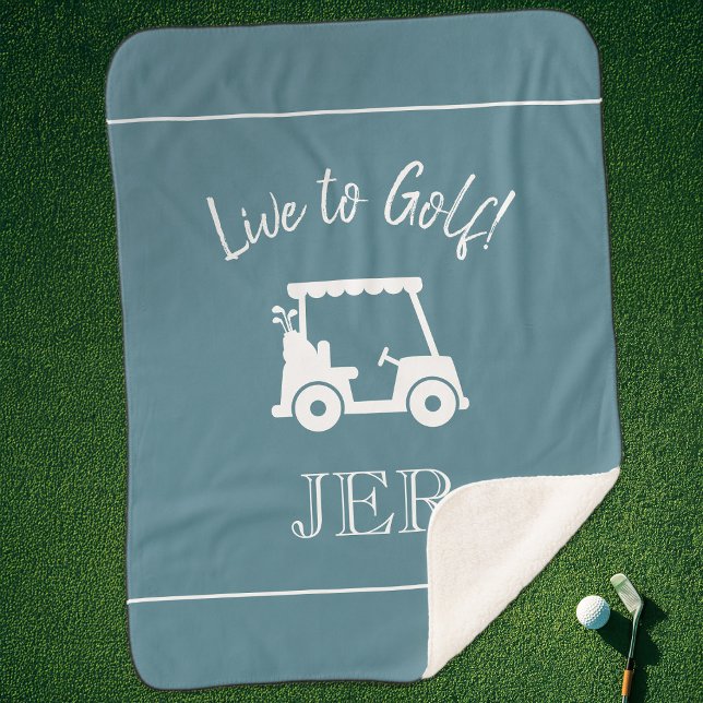 Golfer Cute Golf Cart Monogrammed Initials Green Sherpa Blanket (Golfer Cute Golf Cart Monogrammed Initials Green Sherpa Blanket)
