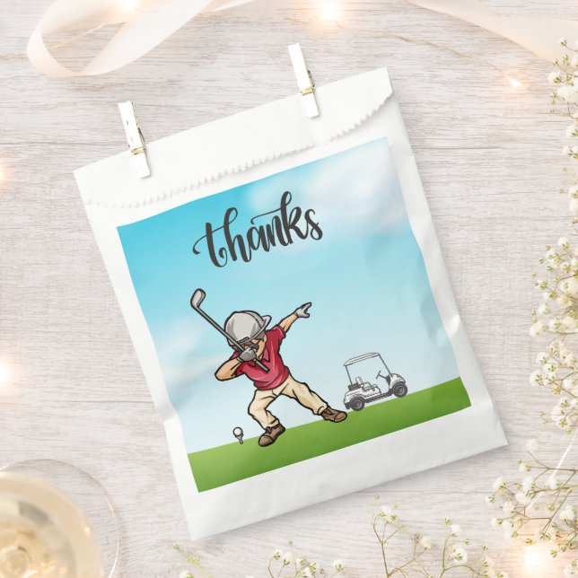 Golfer dabbing on golf course thanks thank you   favour bag (Clipped)