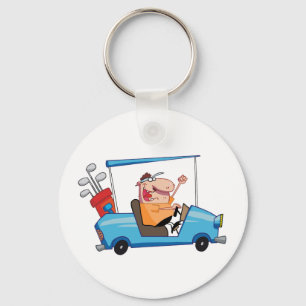 Golfer-drives-golf-cart Key Ring