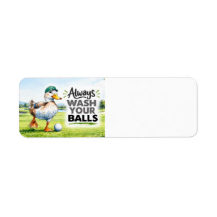 Golfer duck Always Wash Your Balls Golf Return Address Label