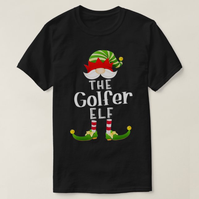 Golfer Elf Group Christmas Funny Pajama Party  T-Shirt (Design Front)