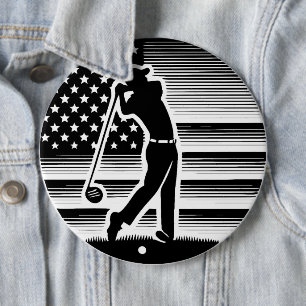 Golfer Fathers Day, 4th of July Patriotic Design 6 Cm Round Badge