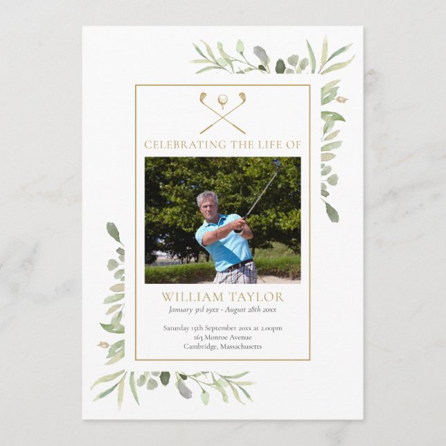 Golfer Funeral Memorial Order Of Service Program (Front)