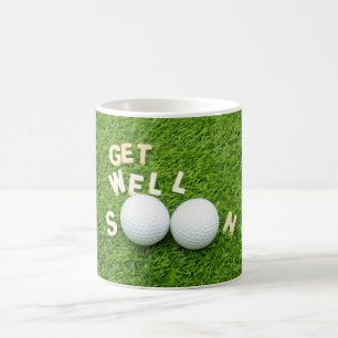 Golfer Get well soon golf balls and tee on green Coffee Mug