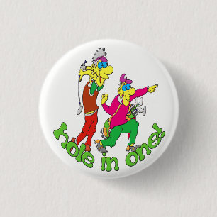 Golfer getting a Hole in one 3 Cm Round Badge