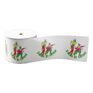 Golfer getting a Hole in one Grosgrain Ribbon