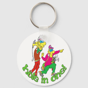Golfer getting a Hole in one Key Ring